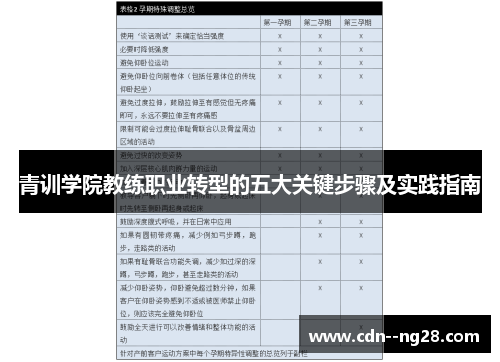 青训学院教练职业转型的五大关键步骤及实践指南